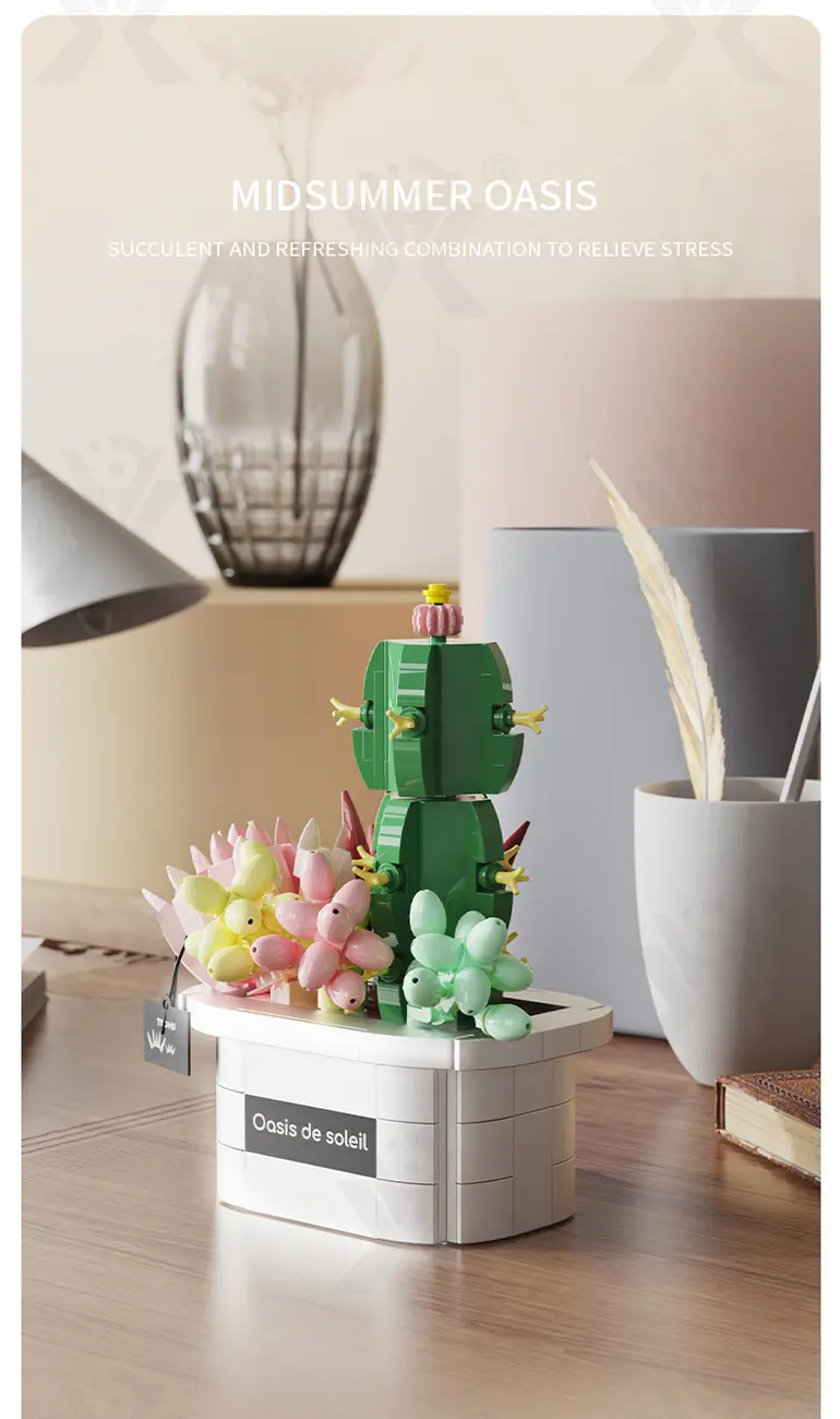 Flower Building Blocks Toy, Decor Use and Fun (TB-4307317) — illustrated product details, panel 6