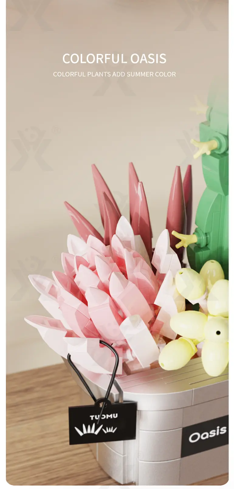 Flower Building Blocks Toy, Decor Use and Fun (TB-4307317) — illustrated product details, panel 7