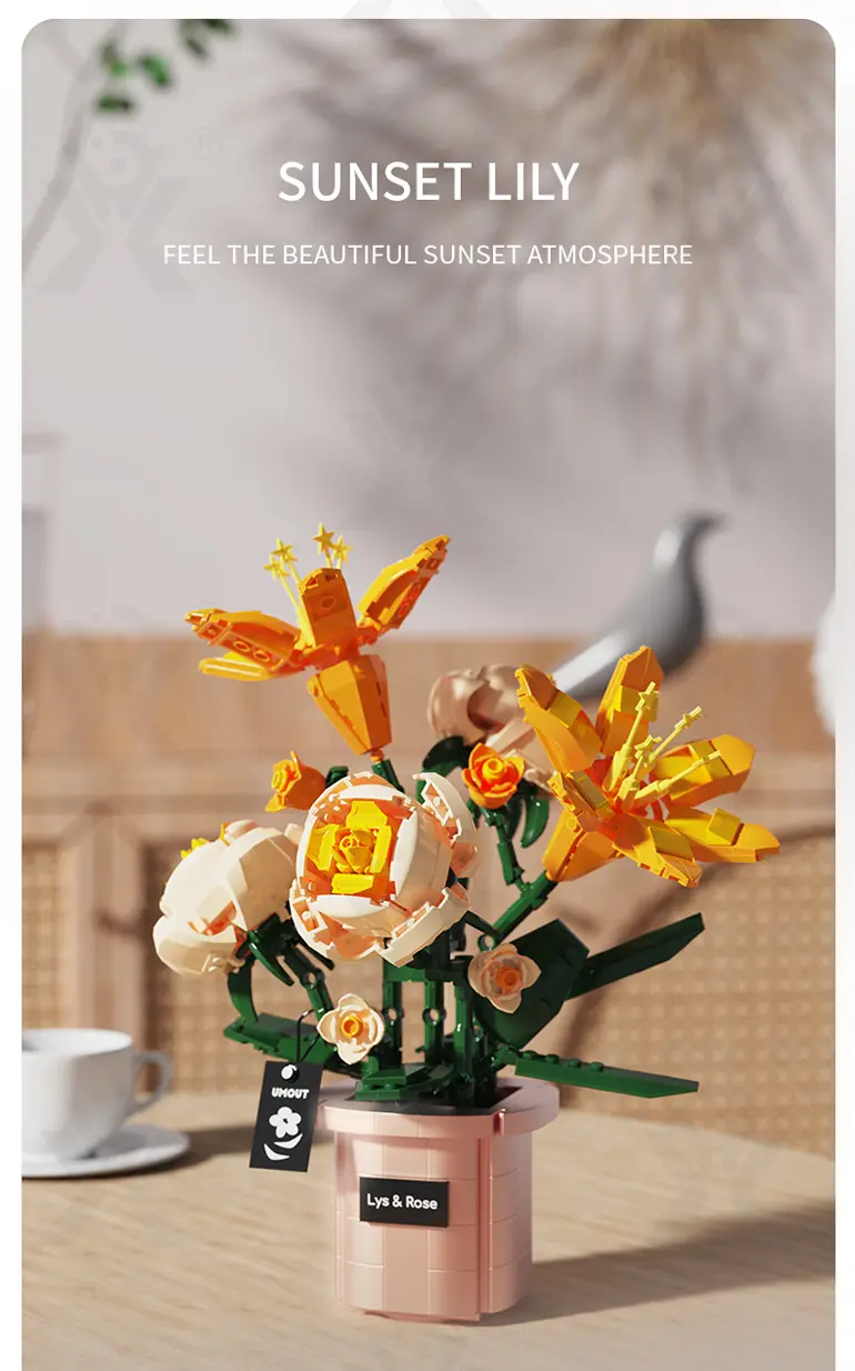 Flower Building Blocks Toy, Decor Use and Fun (TB-4307317) — illustrated product details, panel 8