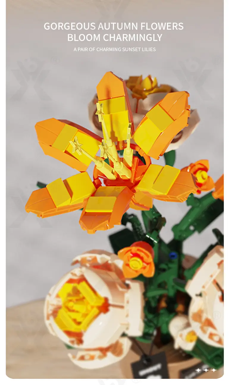 Flower Building Blocks Toy, Decor Use and Fun (TB-4307317) — illustrated product details, panel 9