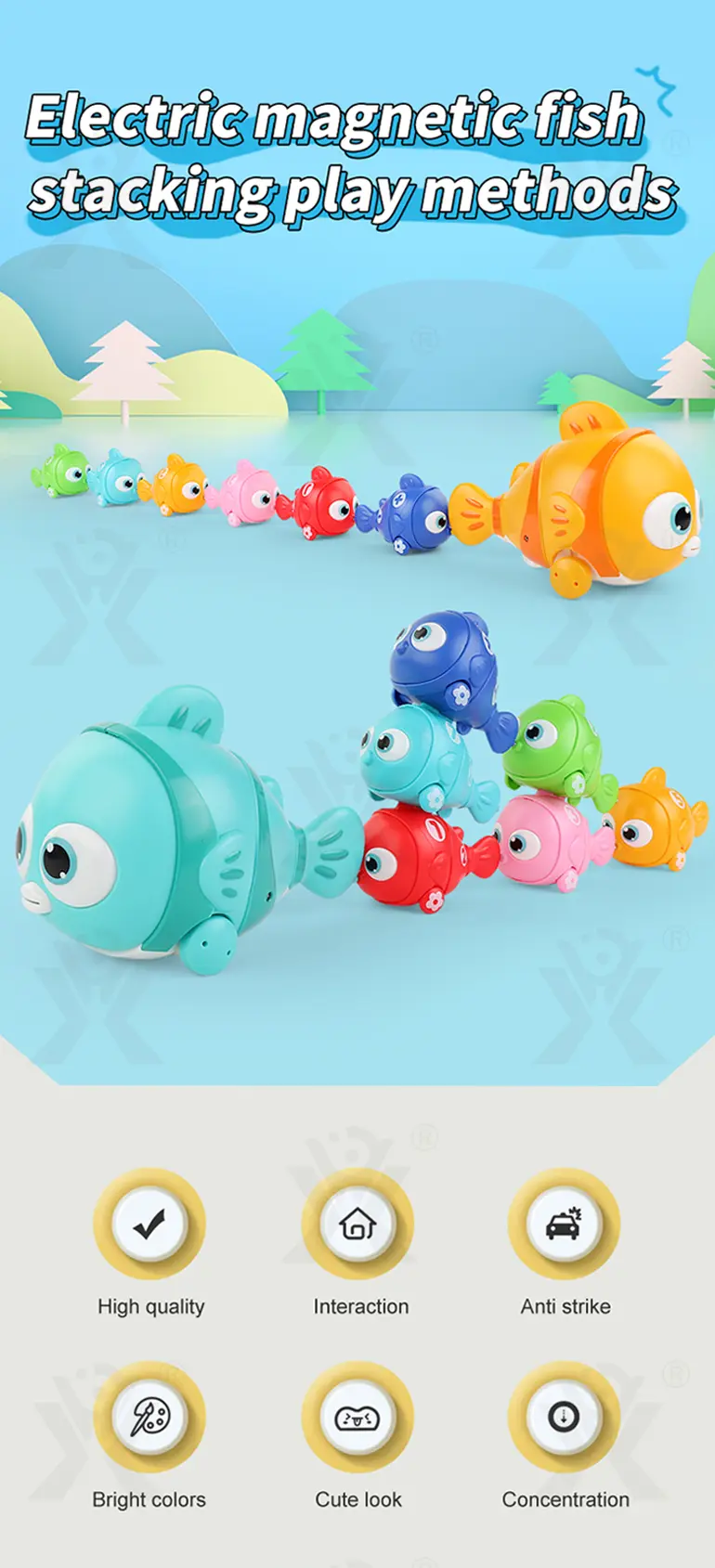 Magnetic Fishing Toy, Electric Moving Fish Bath Toys (TB-4357878) — illustrated product details, panel 1