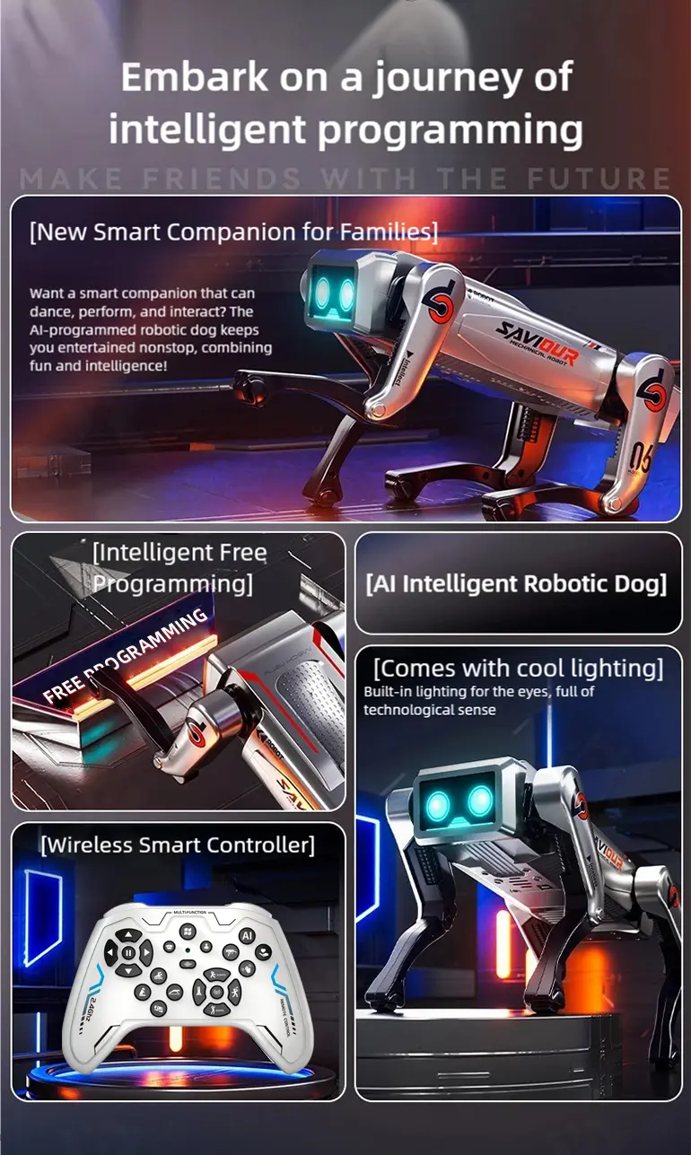 AI Interactive Robot Dog, Voice Control (TB-5028139) — illustrated product details, panel 2