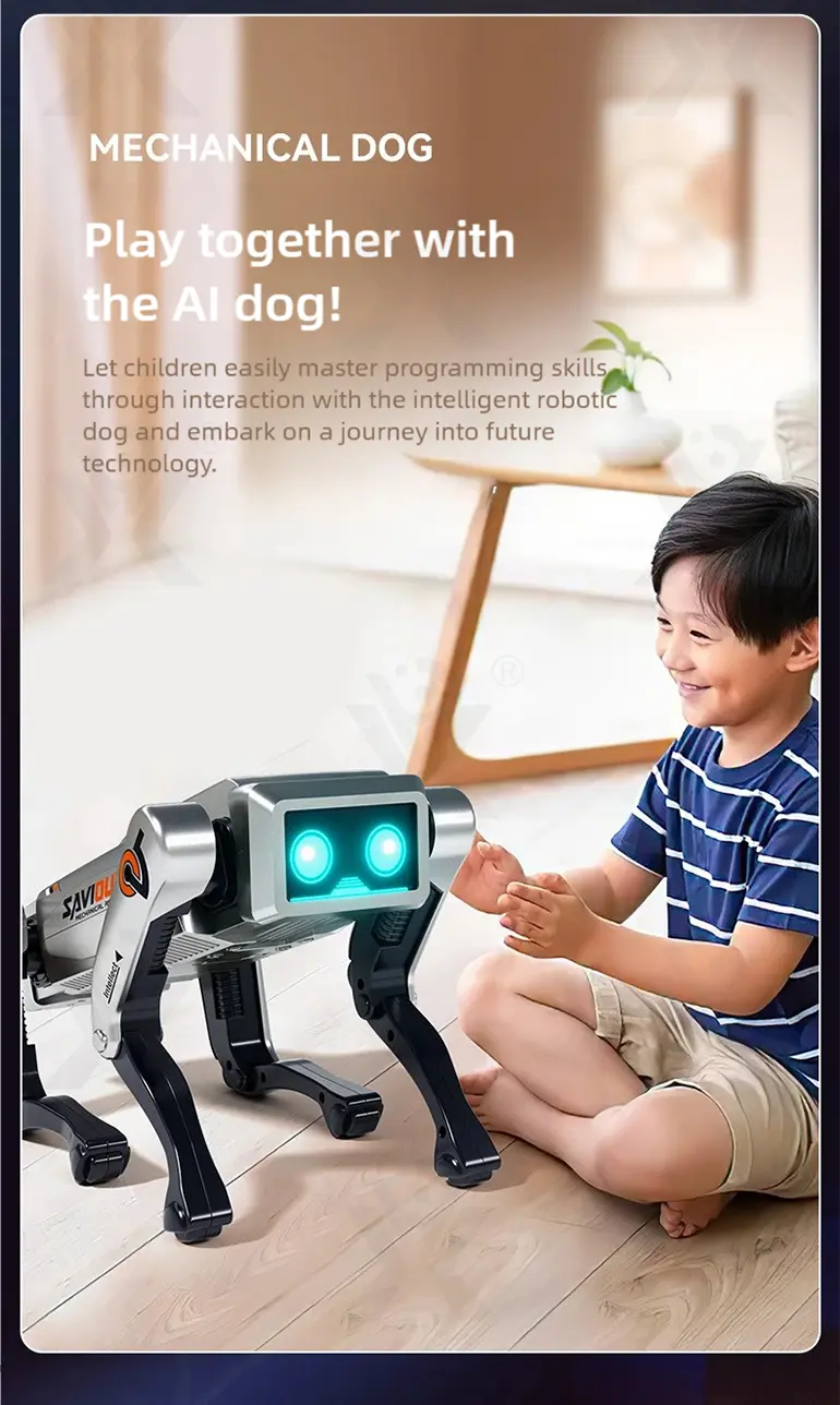 AI Interactive Robot Dog, Voice Control (TB-5028139) — illustrated product details, panel 3