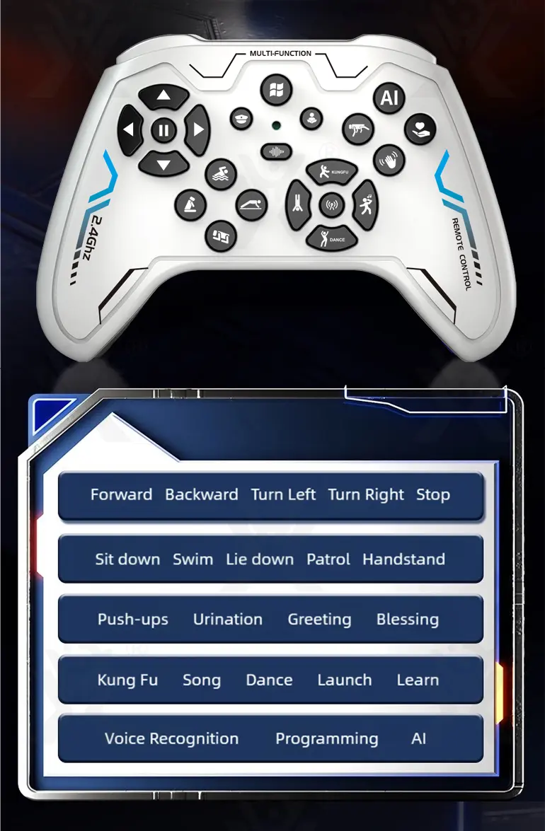 AI Interactive Robot Dog, Voice Control (TB-5028139) — illustrated product details, panel 9
