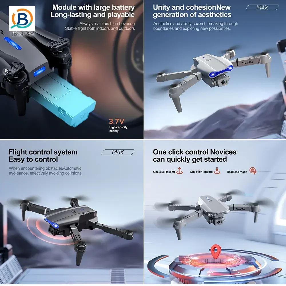Remote Control Foldable Drone Toy, Dual Cameras (TB-5070591) — illustrated product details, panel 4