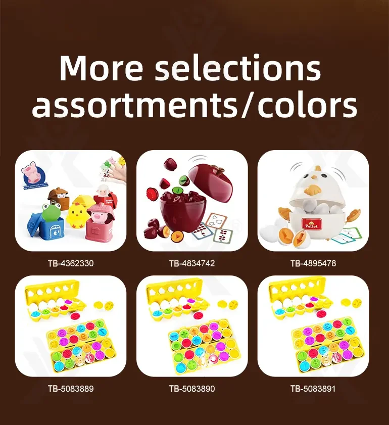 Chick Puzzle Matching Toy, Easter Egg Shape, For Shape and Color Recognition (TB-4895478) — illustrated product details, panel 9