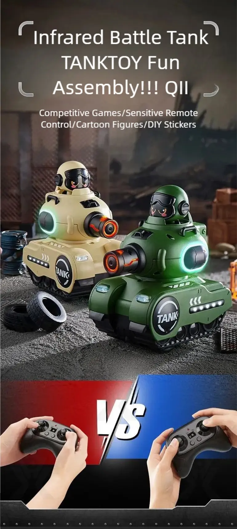 Infrared Combat Tank Supply, RC Tank Toy (TB-5108003) — illustrated product details, panel 1