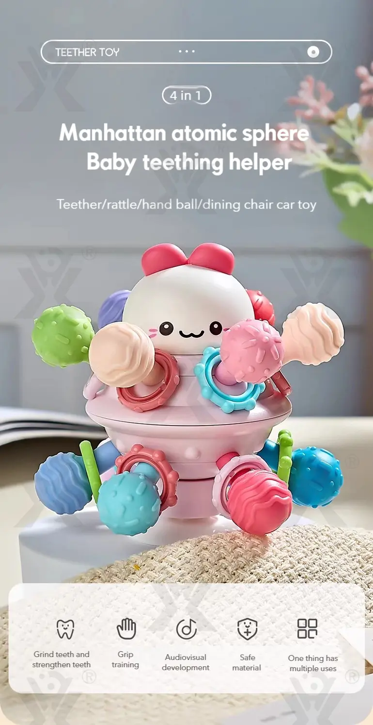 Manhattan Atomic Sphere Toy, Feledorashia Baby Toy, Montessori Sensory Toy Supply (TB-4365013) — illustrated product details, panel 1