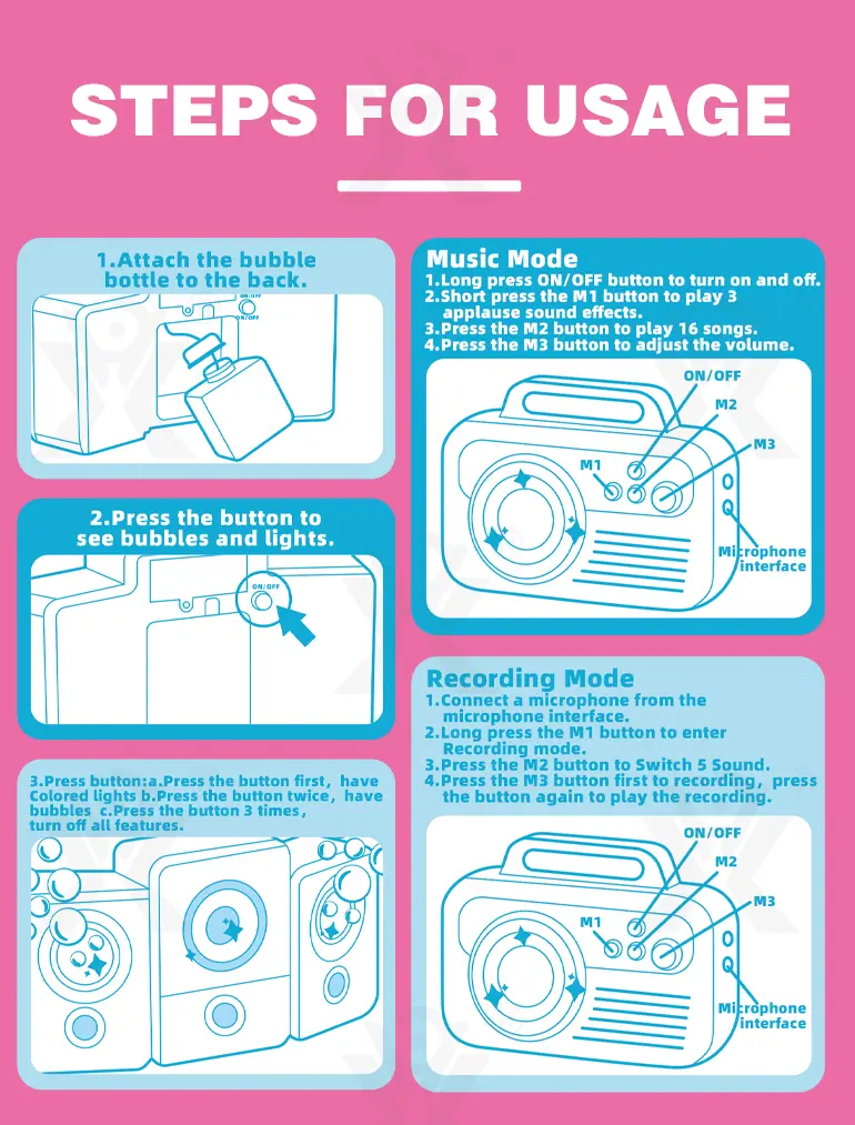 2-in-1 Microphone Speaker Bubble Maker (TB-4855494) — illustrated product details, panel 4