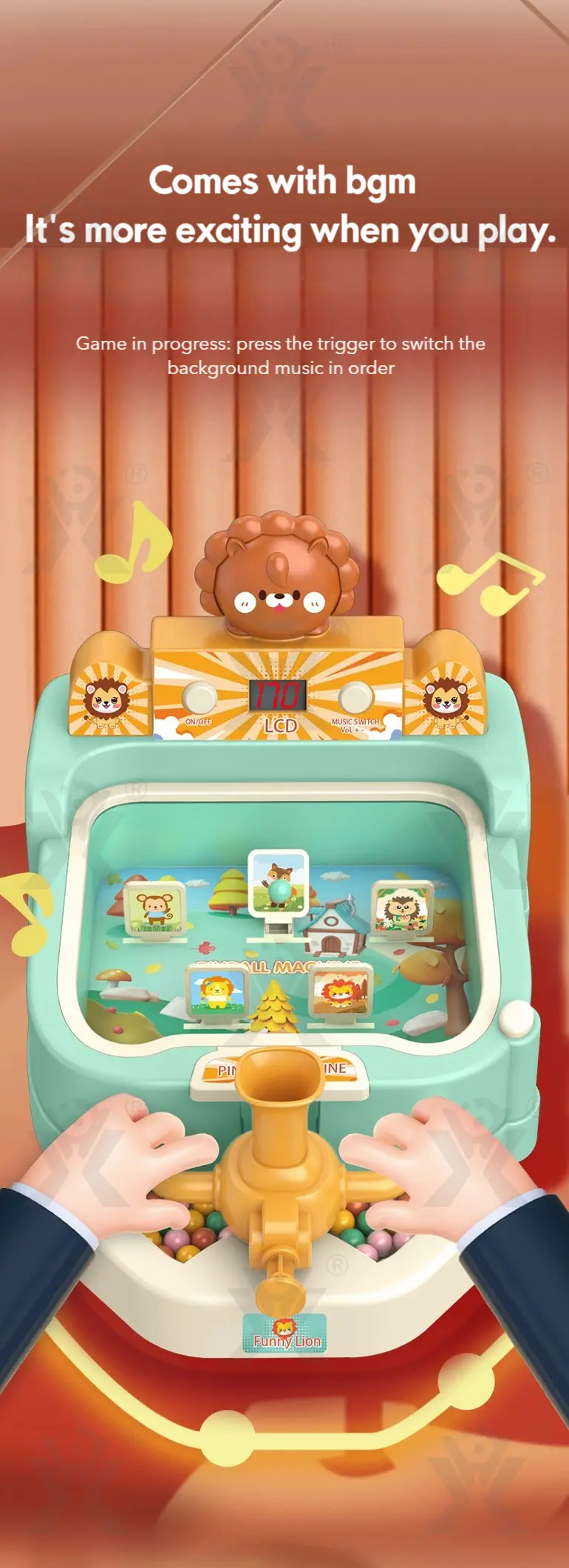 Kids Pinball Shooting Game, Developmental Board Toy (TB-4398771) — illustrated product details, panel 6