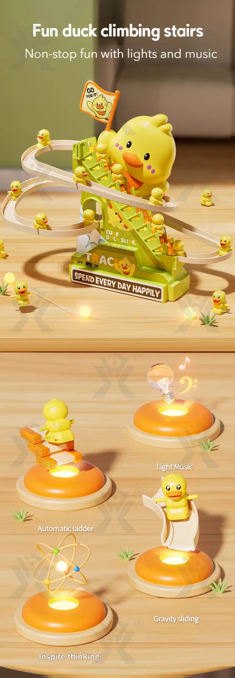 Electric Duck Climbing Toy (TB-5126075) — illustrated product details, panel 1