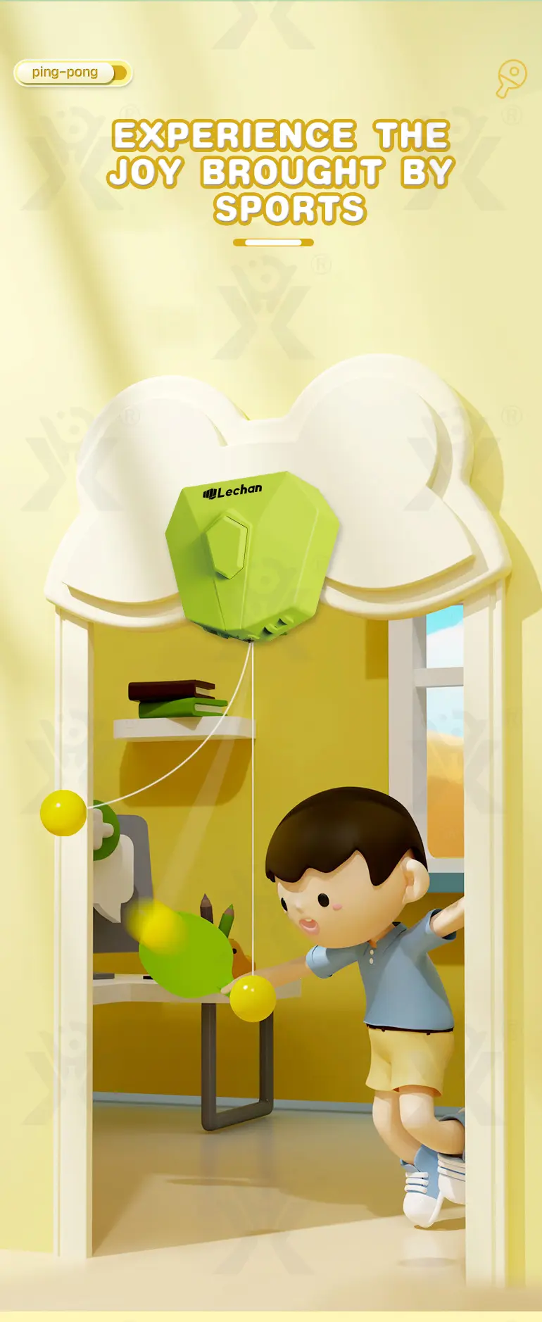 Table Tennis Trainer Toy, Ball Game (TB-4840923) — illustrated product details, panel 2