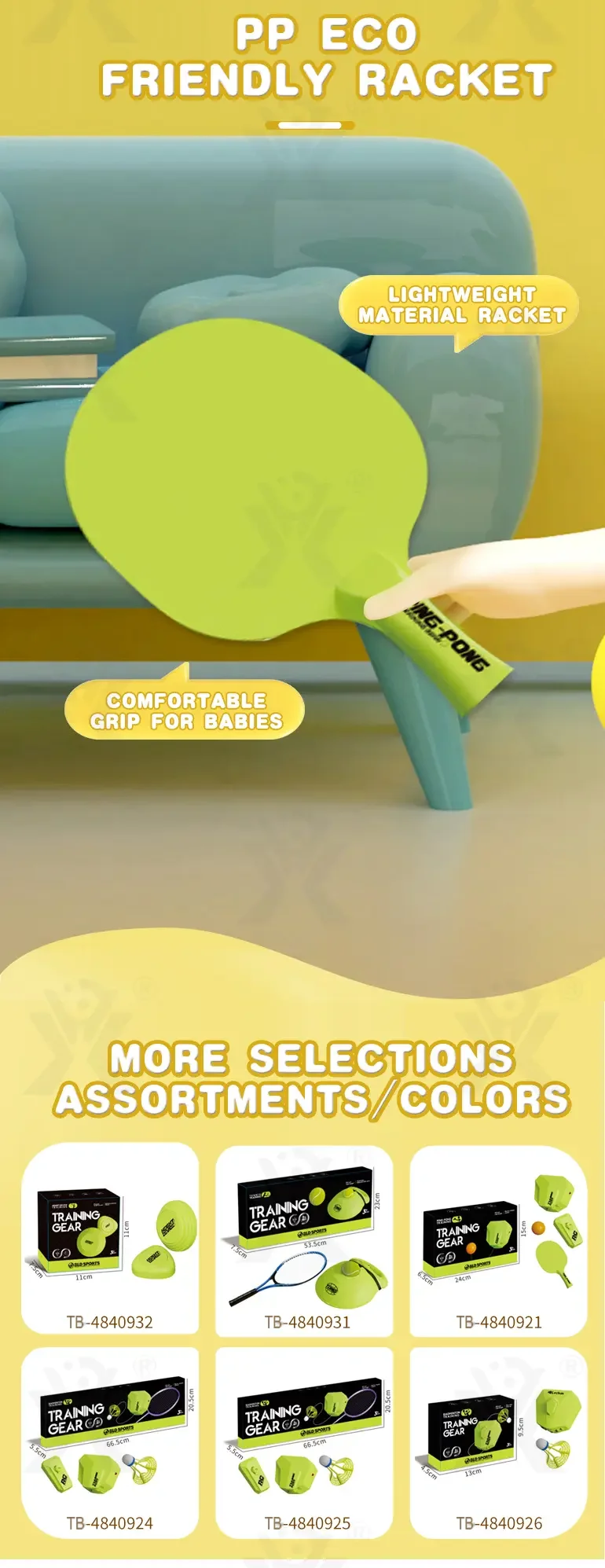 Table Tennis Trainer Toy, Ball Game (TB-4840923) — illustrated product details, panel 5