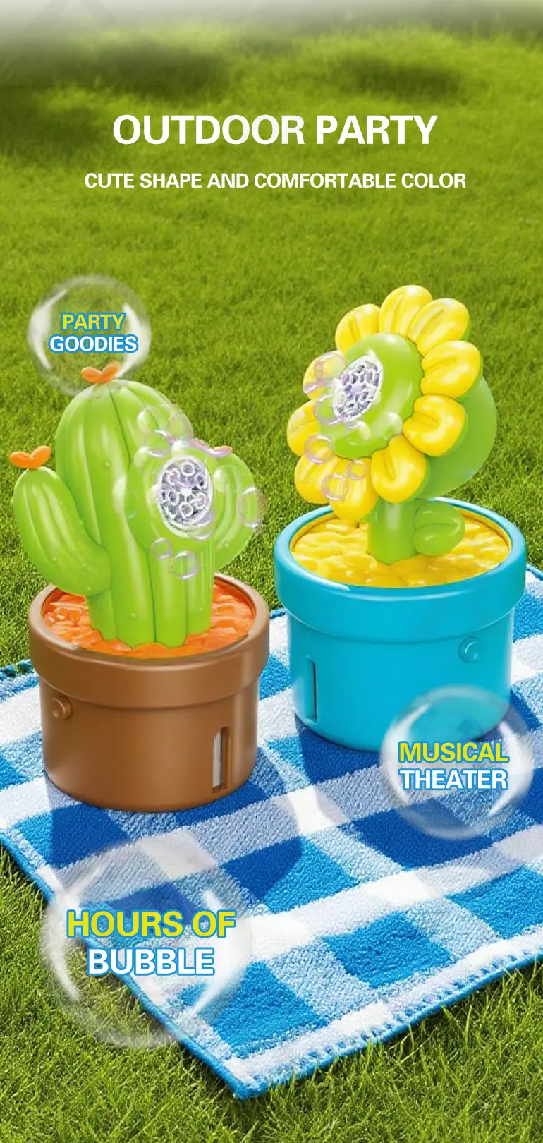 Plant-Shaped Bubble Machine Toy, Portable Cactus Bubble (TB-4906710) — illustrated product details, panel 2