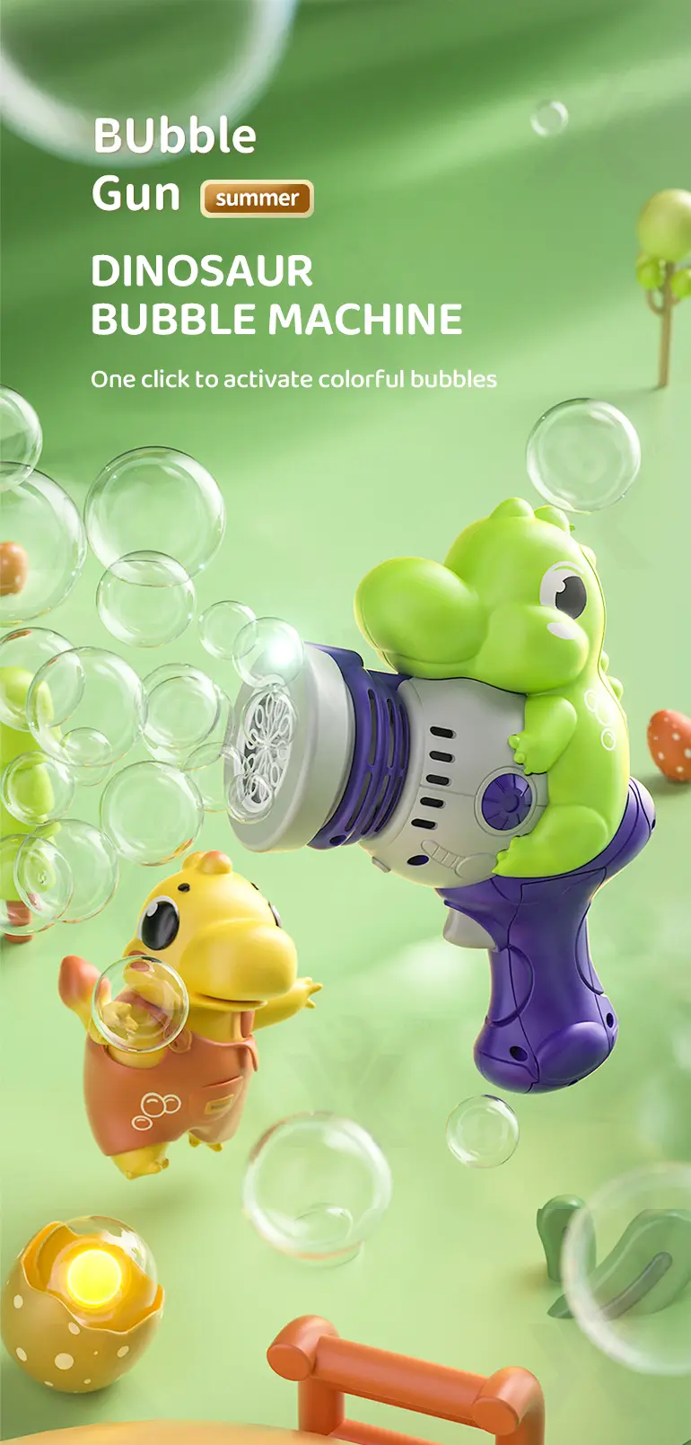 Dinosaur Bubble Gun (TB-4087981) — illustrated product details, panel 1