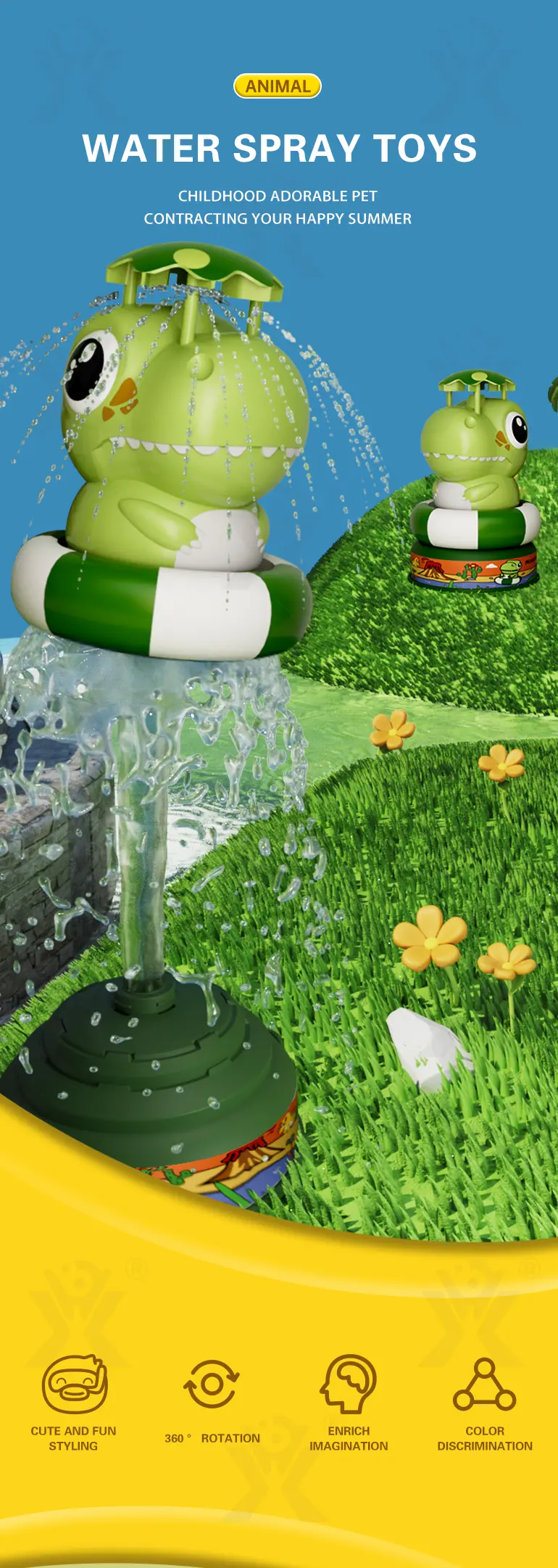 Dinosaur Water Rocket Sprinkler For Kids (TB-4478034) — illustrated product details, panel 1