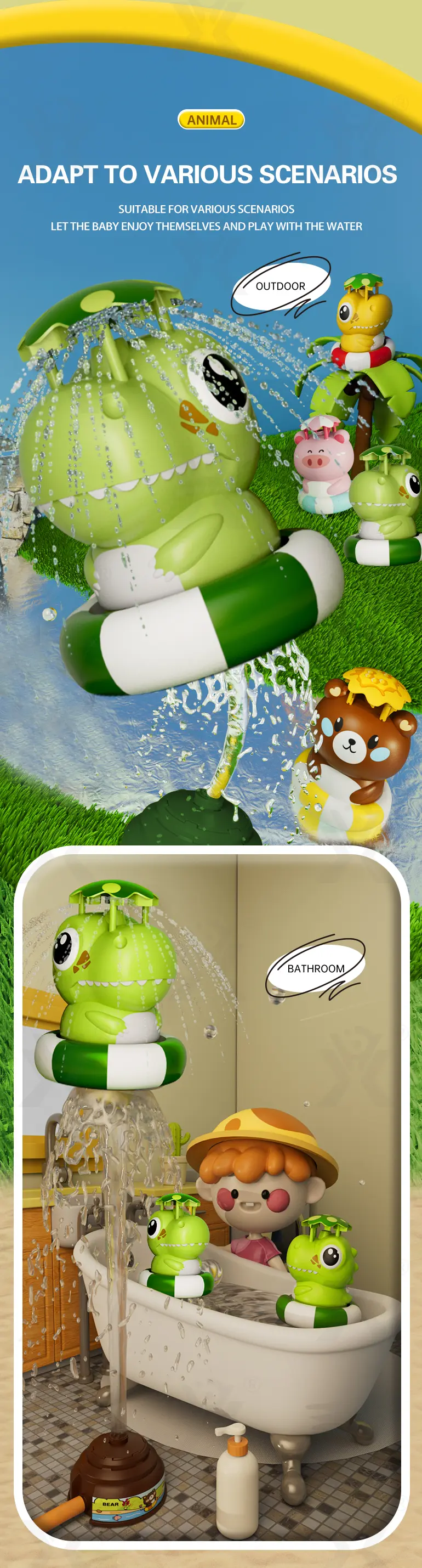 Dinosaur Water Rocket Sprinkler For Kids (TB-4478034) — illustrated product details, panel 4