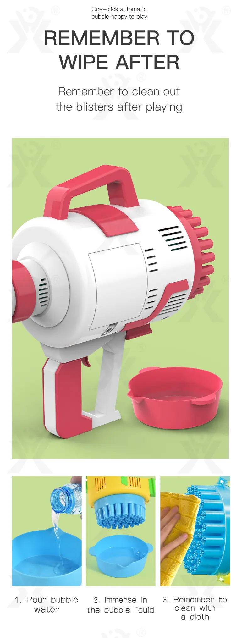 48-Hole Electric Bubble Machine -Summer toys For Kids (TB-2370241) — illustrated product details, panel 6