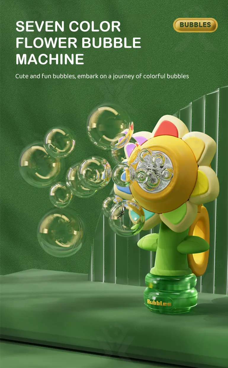 Sunflower Bubble Machine Toy -Summer Toys For Kids Supply (TB-4366051) — illustrated product details, panel 1