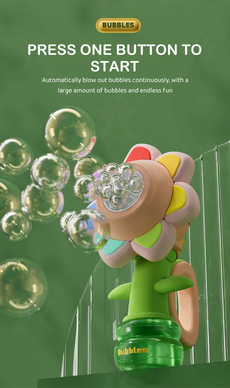 Sunflower Bubble Machine Toy -Summer Toys For Kids Supply (TB-4366051) — illustrated product details, panel 3