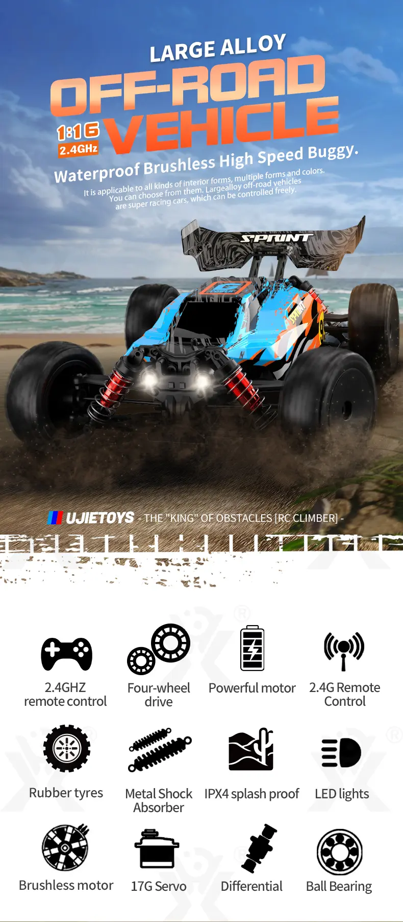 High-Speed RC Car, Fast Remote Control Car with 36KM/H Top Speed (TB-4048968) — illustrated product details, panel 2