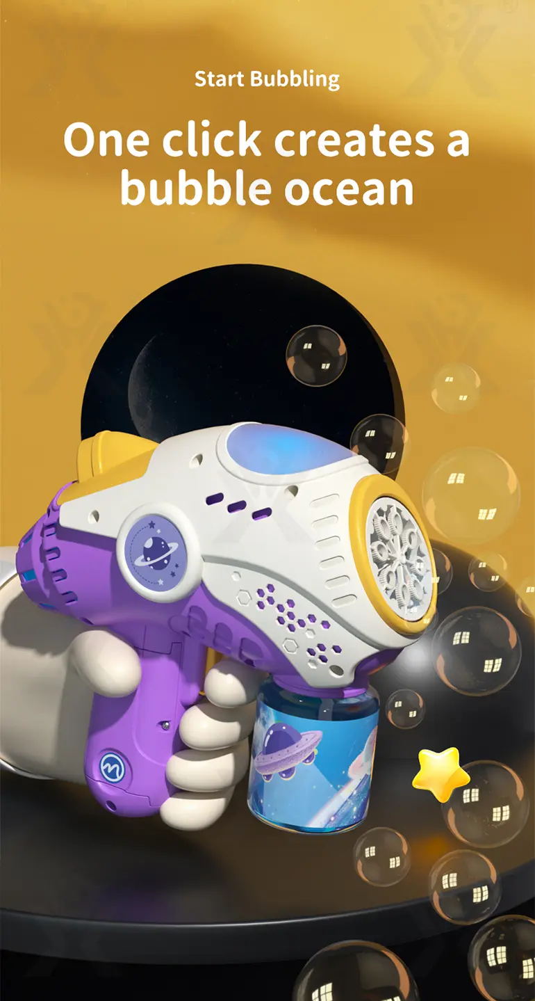 Sky Bubble Machine Gun 360° Leak-Proof (TB-4330914) — illustrated product details, panel 4