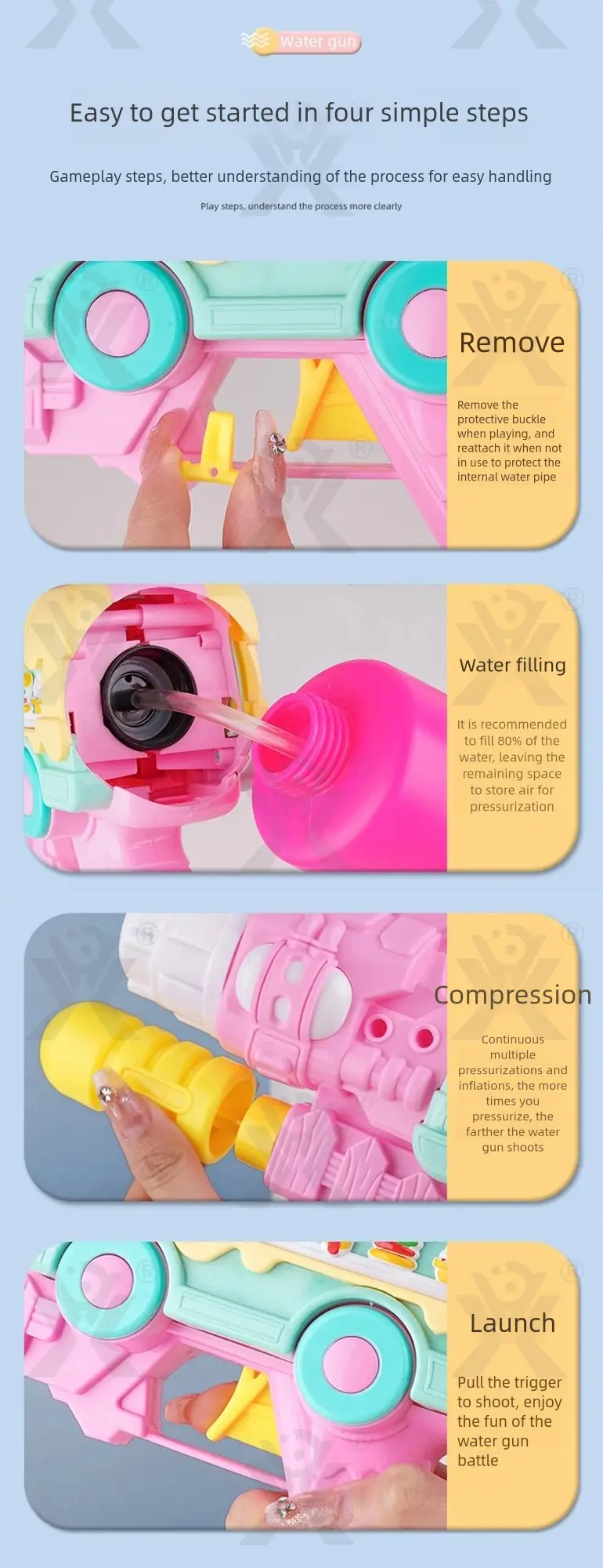 Kid Plastic Summer Water Gun (TB-4935709) — illustrated product details, panel 5