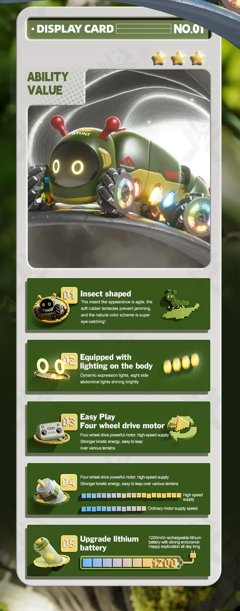 RC Bionic Caterpillar Stunt Car Toys (TB-4871179) — illustrated product details, panel 2