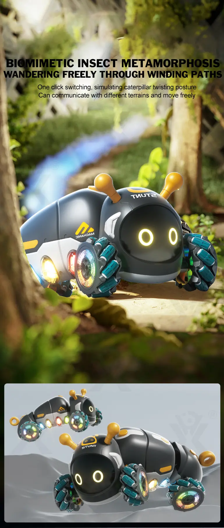 RC Bionic Caterpillar Stunt Car Toys (TB-4871179) — illustrated product details, panel 3