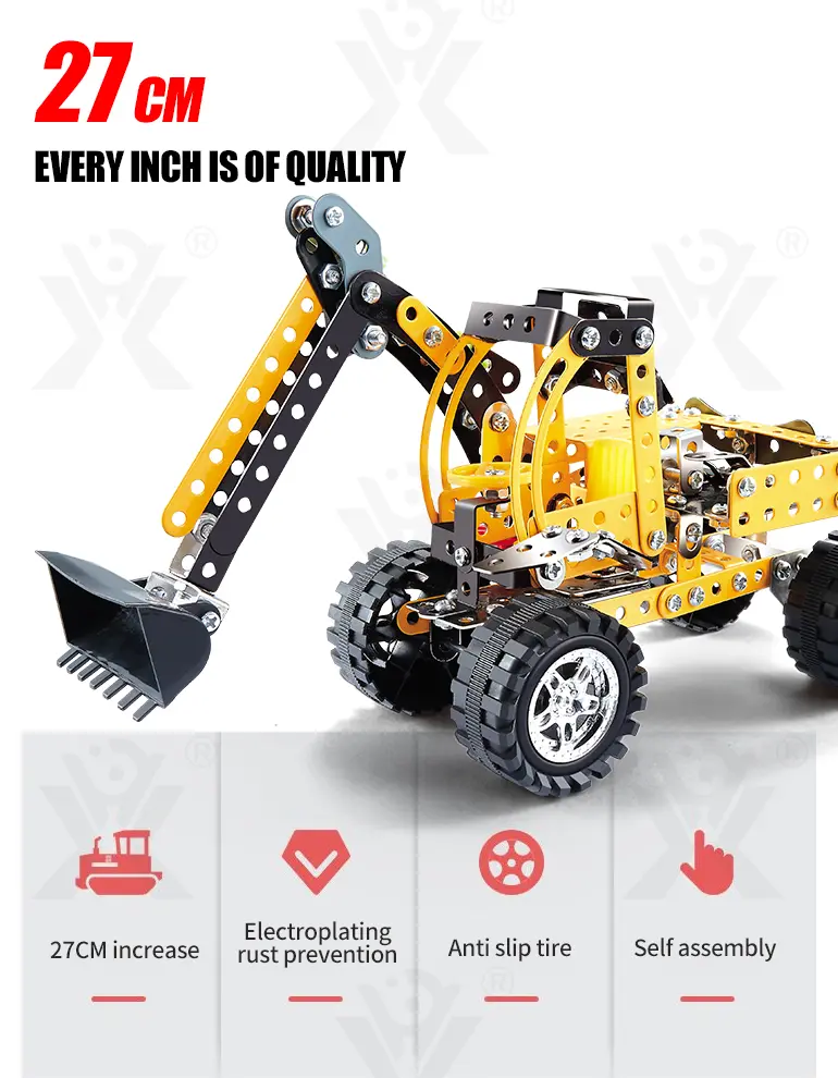 STEM Building Project Toys, DIY Alloy Excavator Toy (TB-1115084) — illustrated product details, panel 2
