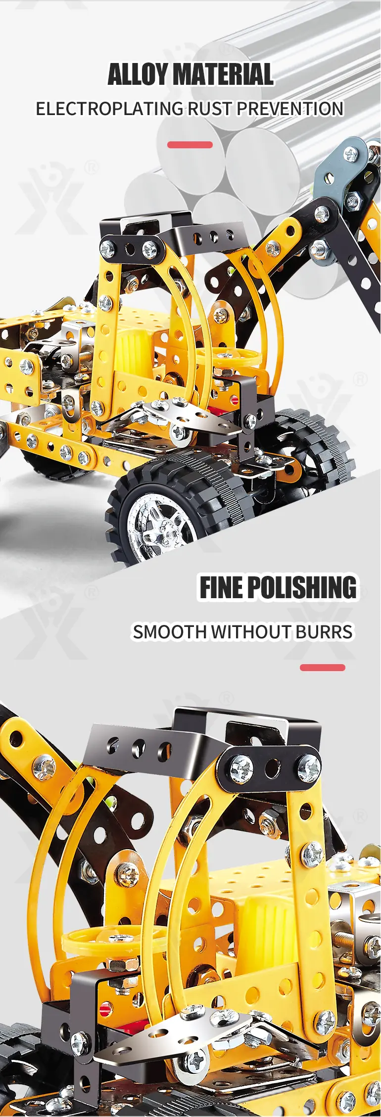 STEM Building Project Toys, DIY Alloy Excavator Toy (TB-1115084) — illustrated product details, panel 4