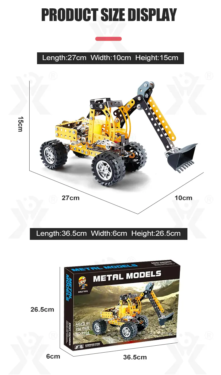 STEM Building Project Toys, DIY Alloy Excavator Toy (TB-1115084) — illustrated product details, panel 6