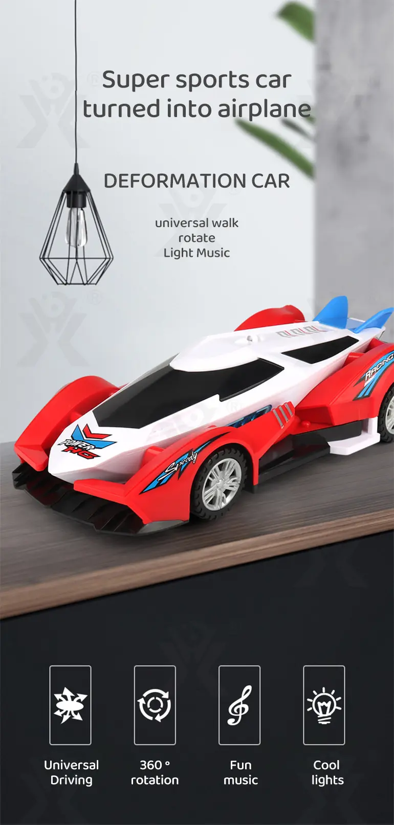 Super Sport Car Toy with Auto Obstacle Avoidance (TB-4470648) — illustrated product details, panel 1
