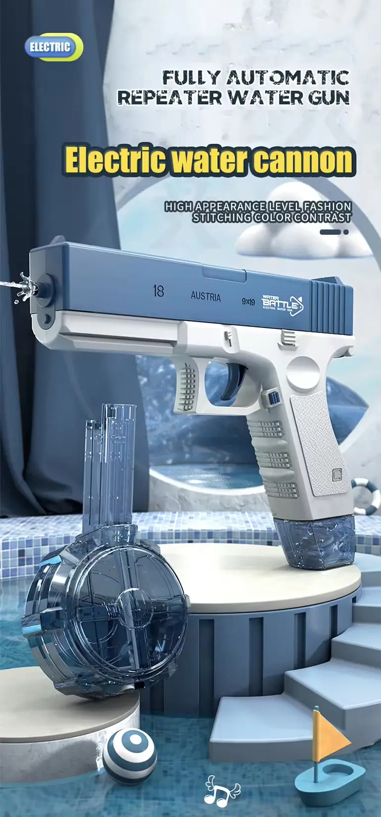 Kids Automatic Water Gun (TB-3989061) — illustrated product details, panel 1