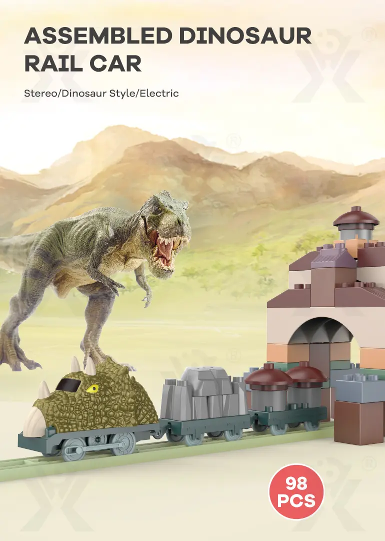 Dinosaur Rail Car Toys- Chenghai Toys Wholesale Market (TB-2889648) — illustrated product details, panel 1