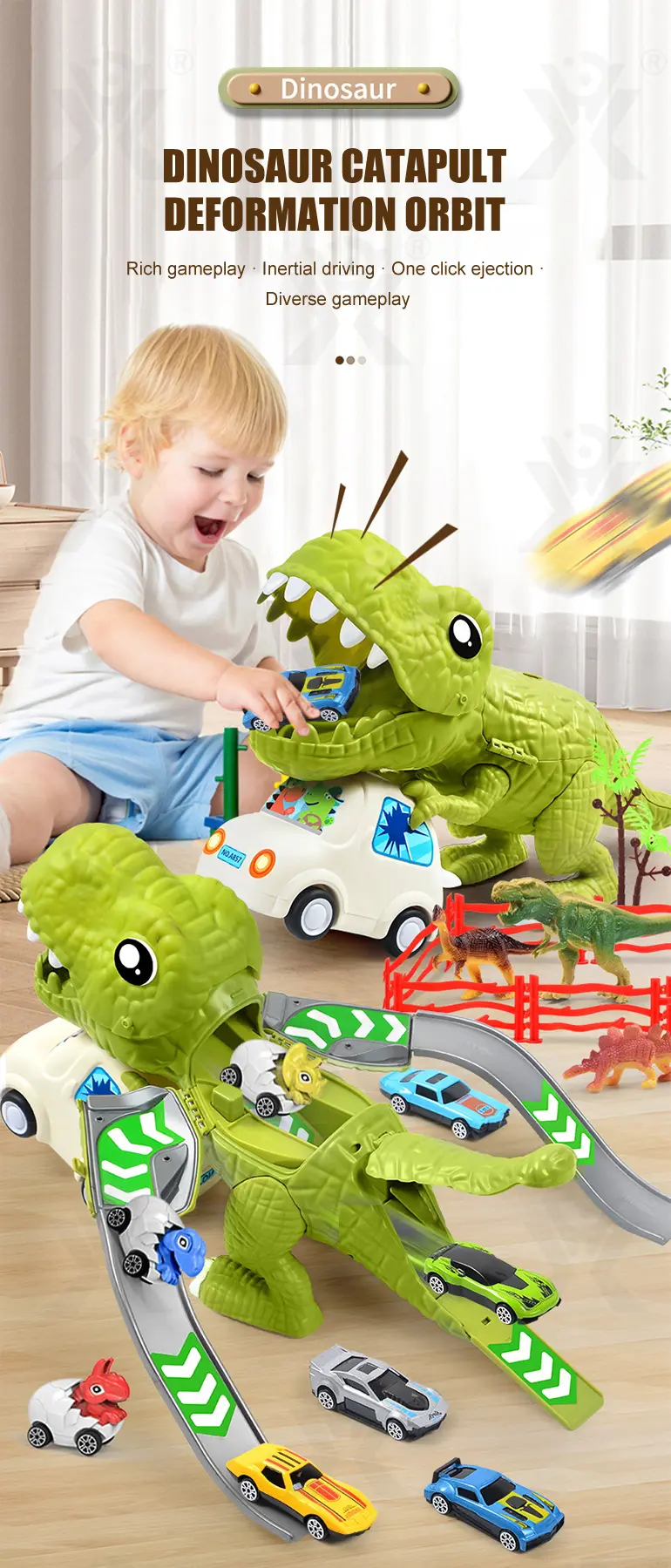 Dinosaur Catapult Set Toy (TB-4047208) — illustrated product details, panel 1