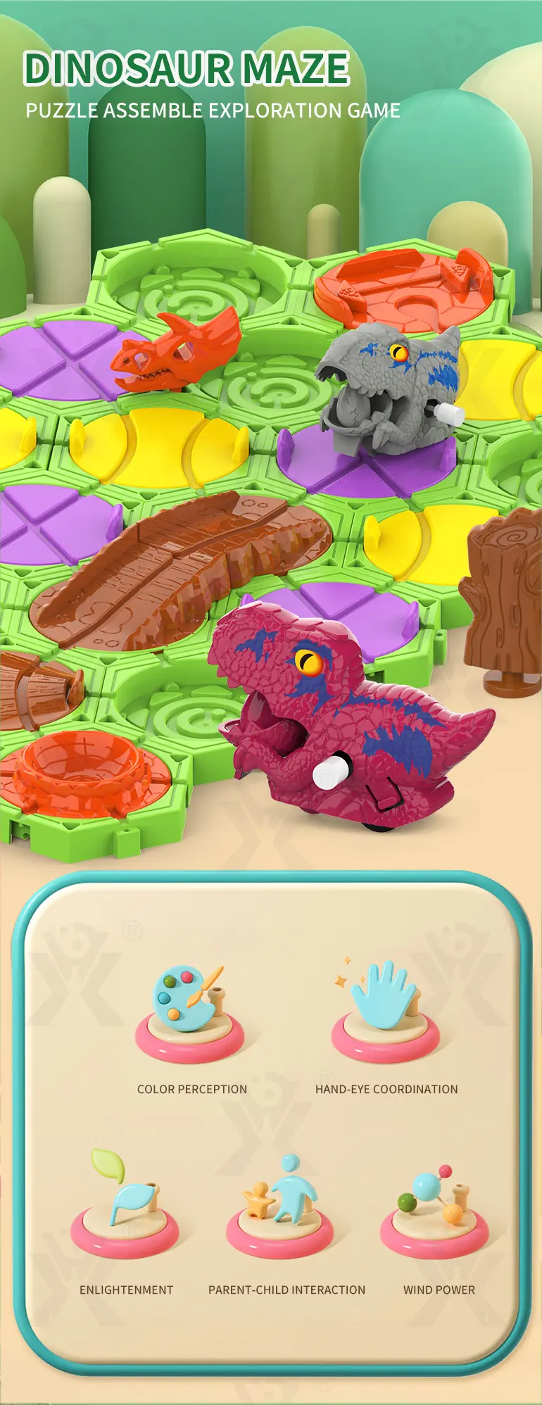 Dinosaur Maze Game (TB-3922630) — illustrated product details, panel 1