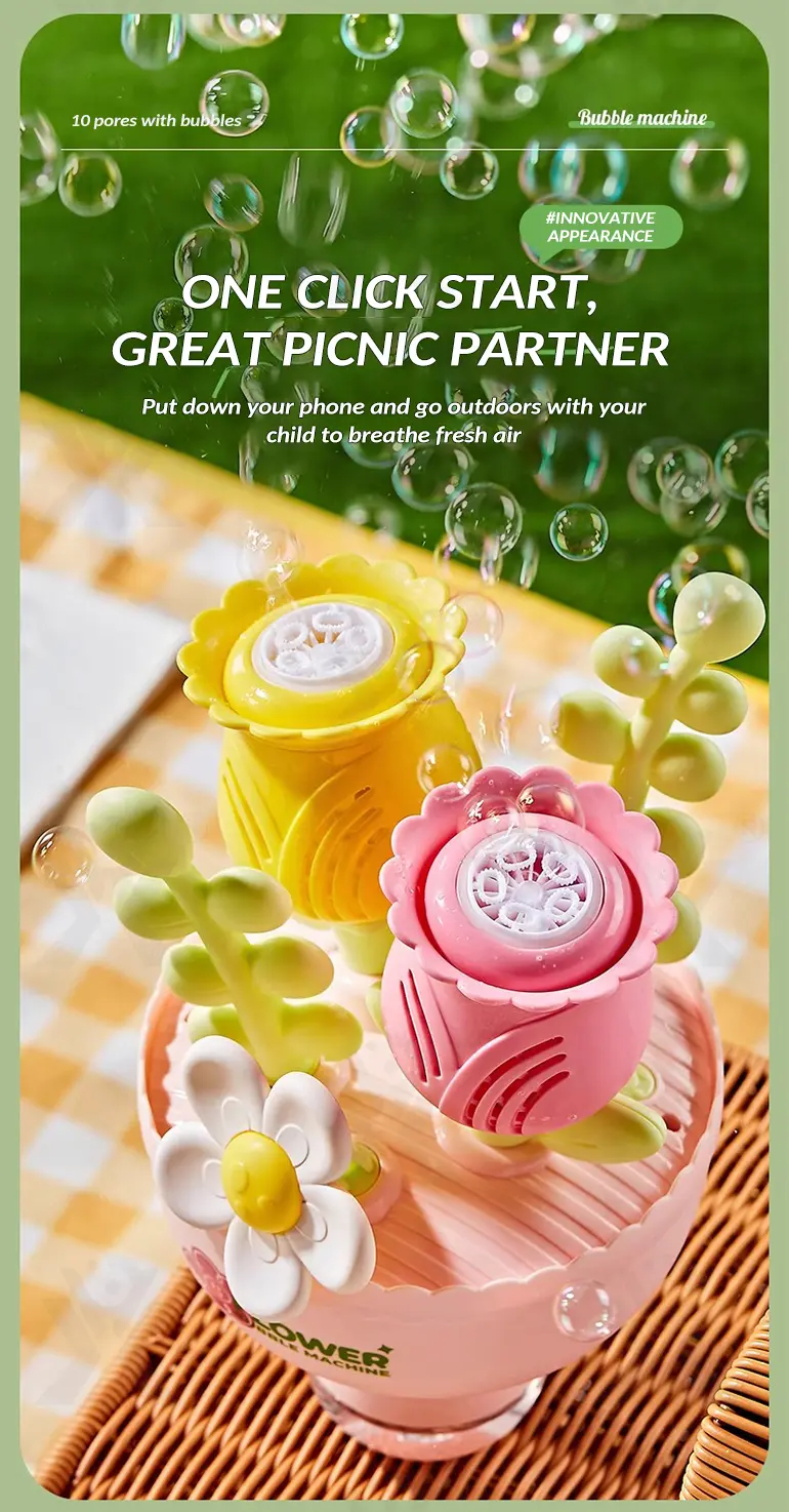Electric Handheld Flower Bubble Machine Toy (TB-4923029) — illustrated product details, panel 2