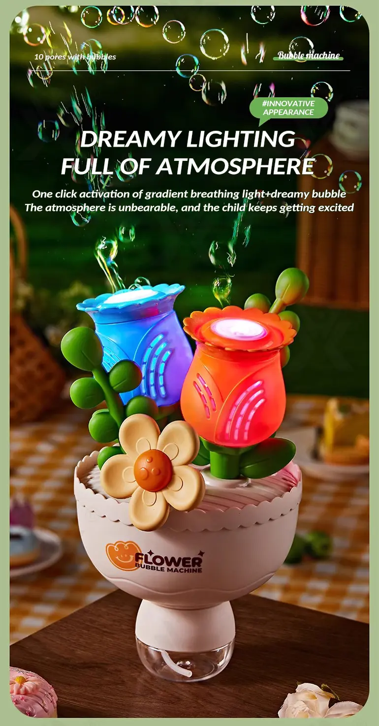 Electric Handheld Flower Bubble Machine Toy (TB-4923029) — illustrated product details, panel 3