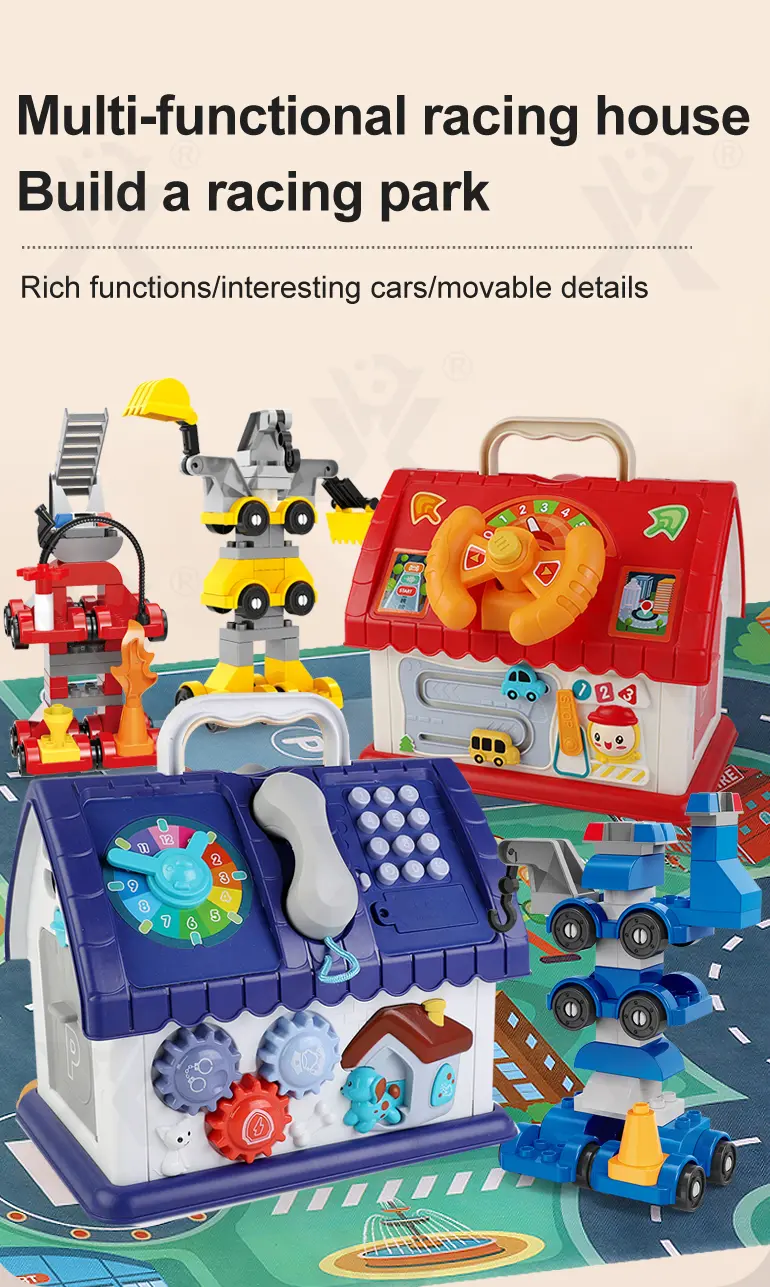 Playhouse Block Toy with Cars (TB-4067814) — illustrated product details, panel 1