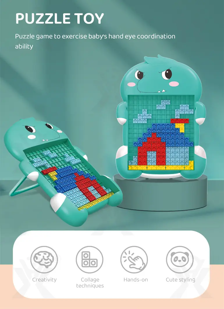 Pixel Art Puzzle Board Toy (TB-4023444) — illustrated product details, panel 1