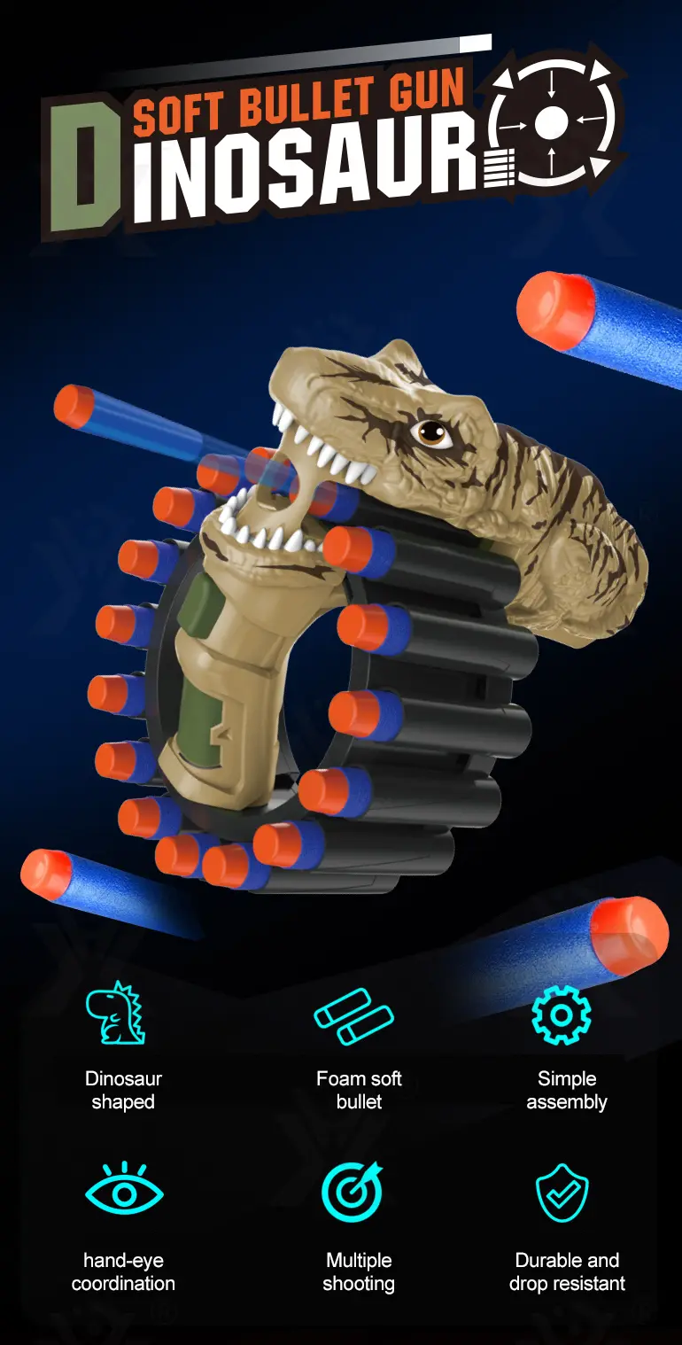 Soft Bullet Gun Toy with Dinosaur Shape (TB-3992396) — illustrated product details, panel 1