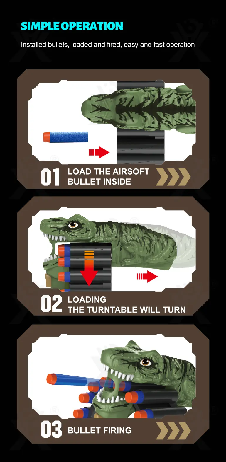 Soft Bullet Gun Toy with Dinosaur Shape (TB-3992396) — illustrated product details, panel 4