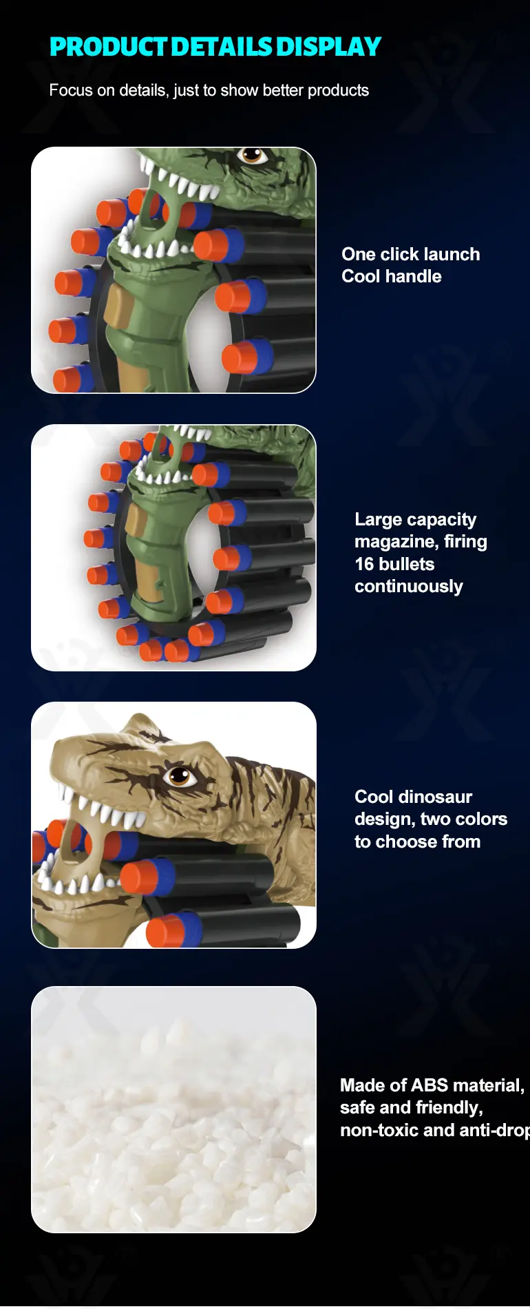 Soft Bullet Gun Toy with Dinosaur Shape (TB-3992396) — illustrated product details, panel 6