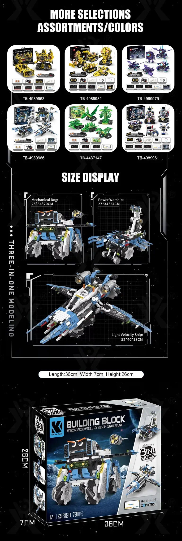 3 in 1 Programmable Robotics Kit with Remote and App Control, STEM Educational Building Toy For Kids (TB-4989966) — illustrated product details, panel 6