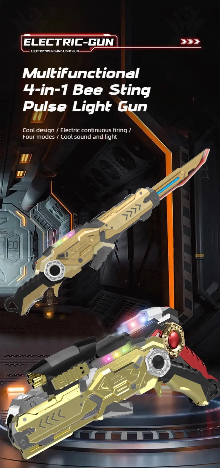 4-in-1 Multi-Functional Deformation Toy Guns (TB-5020347) — illustrated product details, panel 1