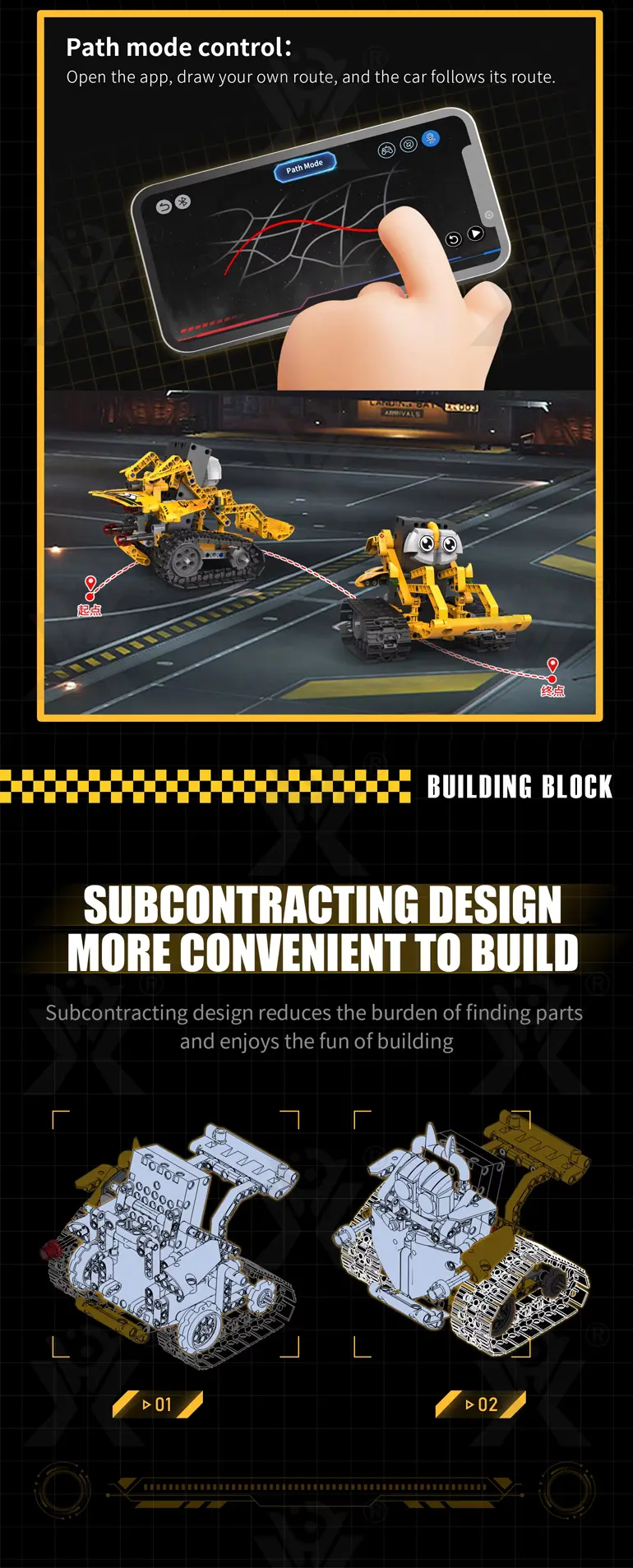 5-in-1 Robot Building Set, Remote and App Control Compatible (TB-4989967) — illustrated product details, panel 4