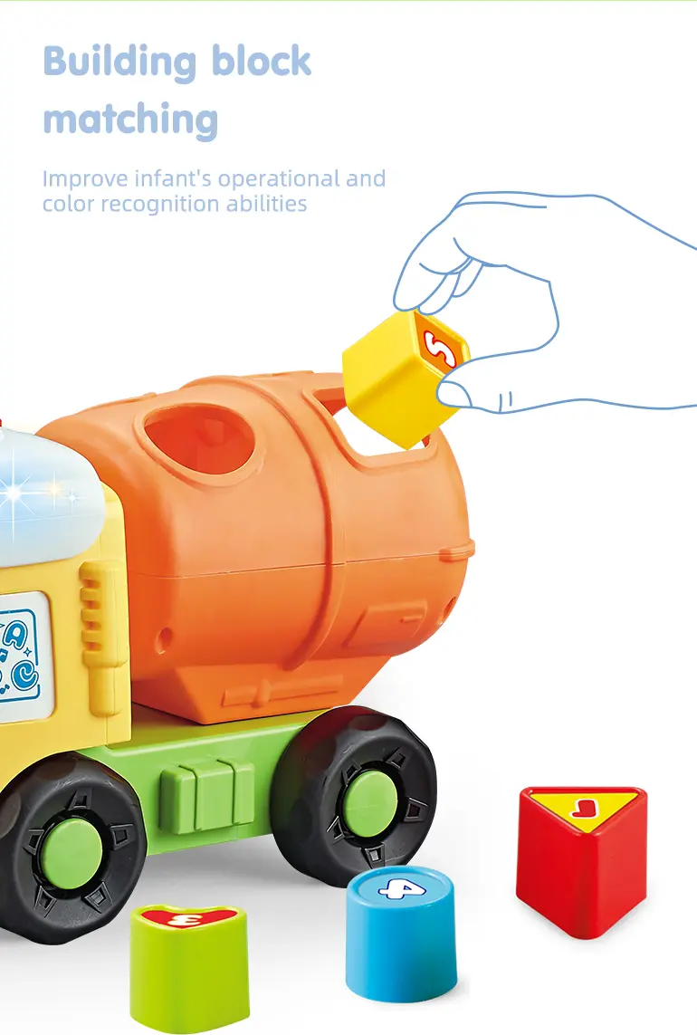 Shape Matching Vehicle Toy, Musical Building Block Car Toy (TB-4445015) — illustrated product details, panel 2