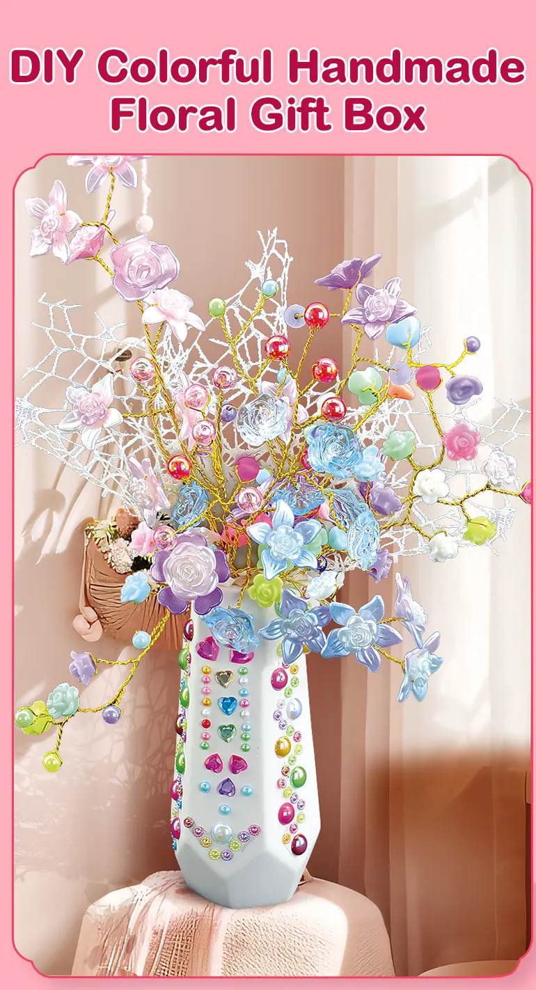 DIY Handmade Floral Toy, Beaded Bouquet Craft Kit (TB-4456179) — illustrated product details, panel 1