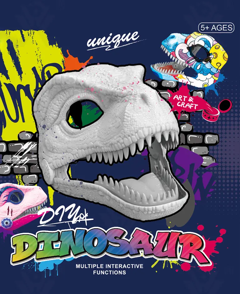 DIY Dinosaur Mask with Movable Jaw (TB-4934208) — illustrated product details, panel 1